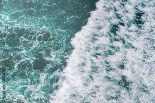 Aerial view of sea waves - Water and foam Pattern © diegograndi
