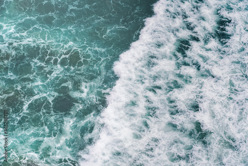 Aerial view of sea waves - Water and foam Pattern