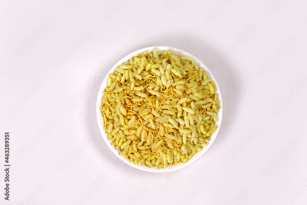 Sev Mamra is an Indian snack. It is a mixture of spicy dry ingredients such as puffed rice, savoury noodles and peanuts