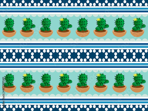 cactus cartoon character on blue background