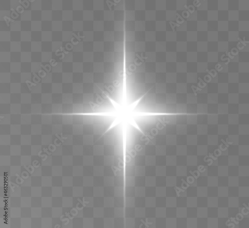 Christmas star, light effect for vector illustrations.