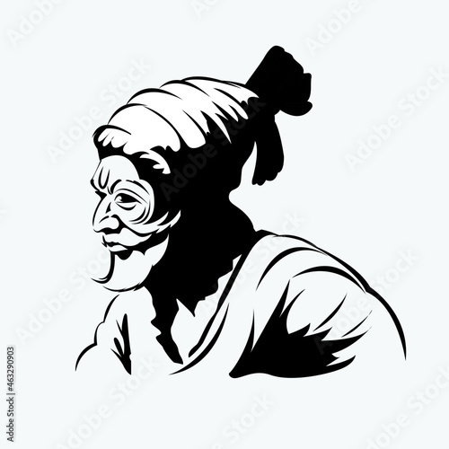 Chatrapati Sivaji Maharaj. A fighter against the Moguls, vector image of sivaji.