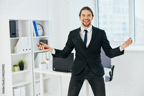 businessman holding a phone telephone office technologies