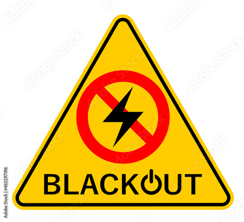 Vector illustration of a yellow triangle traffic sign warning against electric blackout