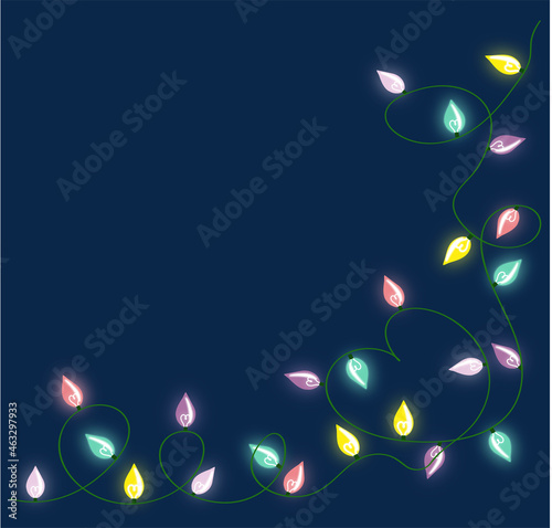 Vector colorful seamless Christmas light garlands 