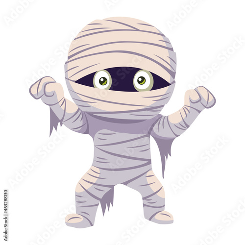 Mummy monster for Halloween. Vector flat cartoon illustration