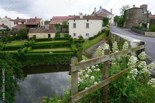 country small village, bridge and river in france
