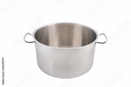 Steel pots on a white background 