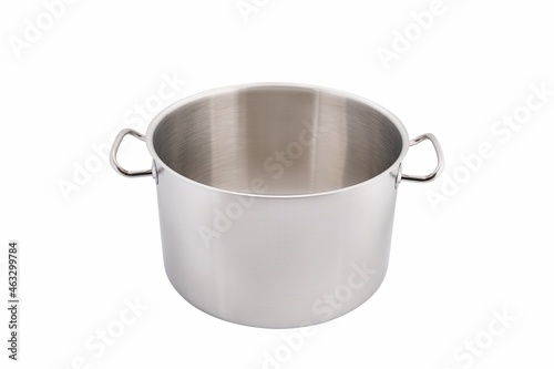 Steel pots on a white background 