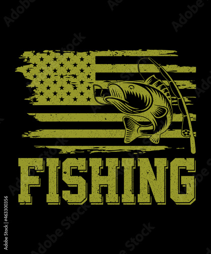 Usa flag fishing t shirt design,fishing t shirts.vector design photo