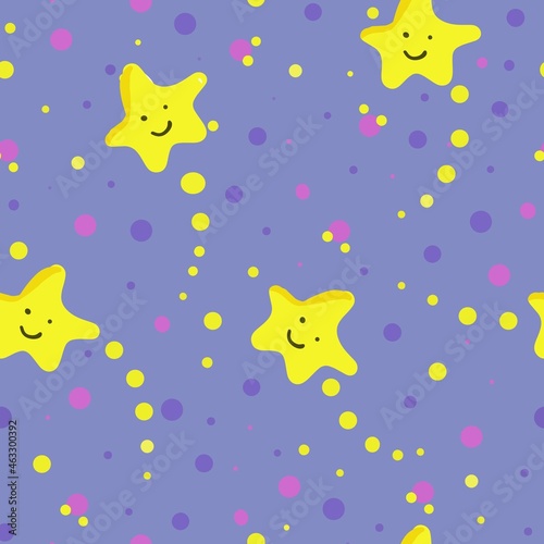 Cartoon Stars pattern on the night sky