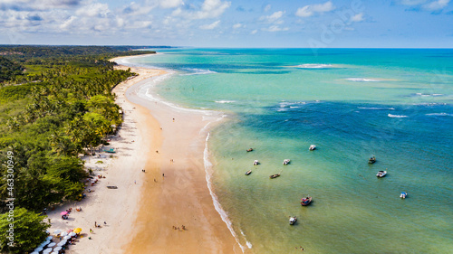 Obraz na płótnie Trancoso, Porto Seguro, Bahia. Aerial view of Coqueiros beach