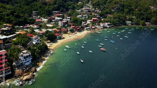Beautiful aerial view of the Puerto Vallarta beach and vegetation