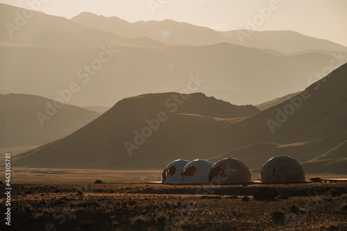 The unique landscape of the Martian Mountains in summer in Altai