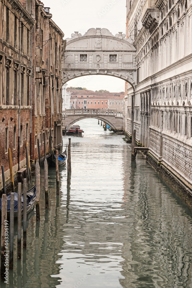 Famous Bridge of Sighs in Venice (Italy). Vertically.