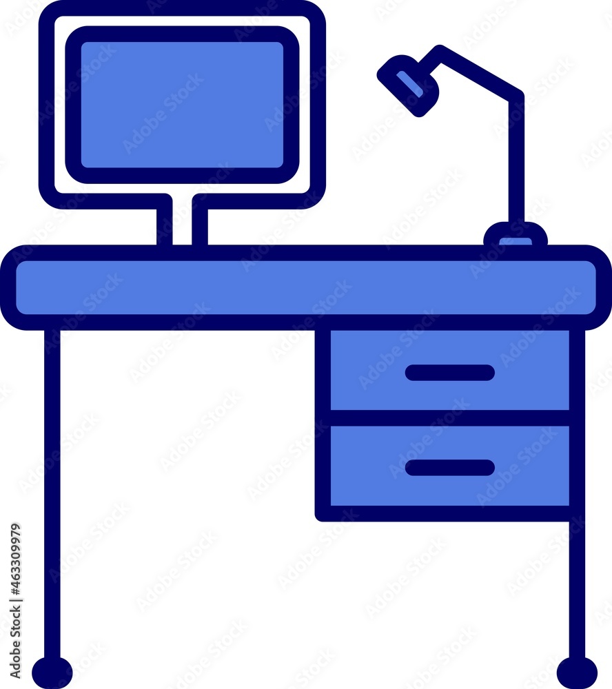 Office Desk Filled Linear Vector Icon Design Office Desk Filled Linear Vector Icon Design