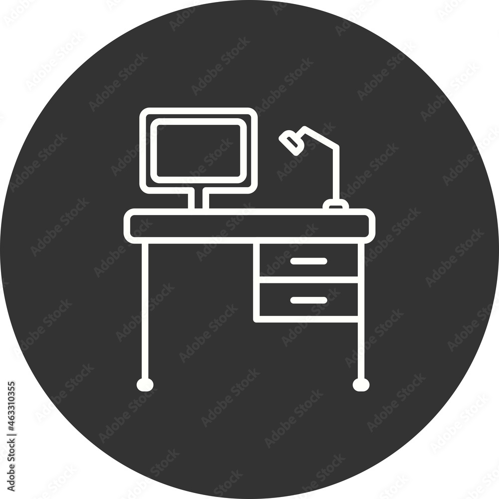 Office Desk Filled Linear Vector Icon Design Office Desk Filled Linear Vector Icon Design