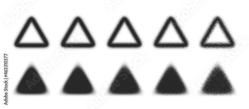 Stippled Triangles Hand Drawn Dotwork Vector Blurred Abstract Shapes Set Different Variations Isolated On White Background. Various Degree Black Noise Texture Dotted Rounded Design Elements Collection