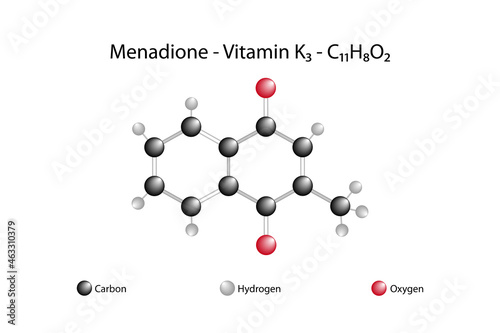 Molecular formula of menadione. Menadione is also known as vitamin K3. photo