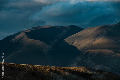 The unique landscape of the Martian Mountains in summer in Altai