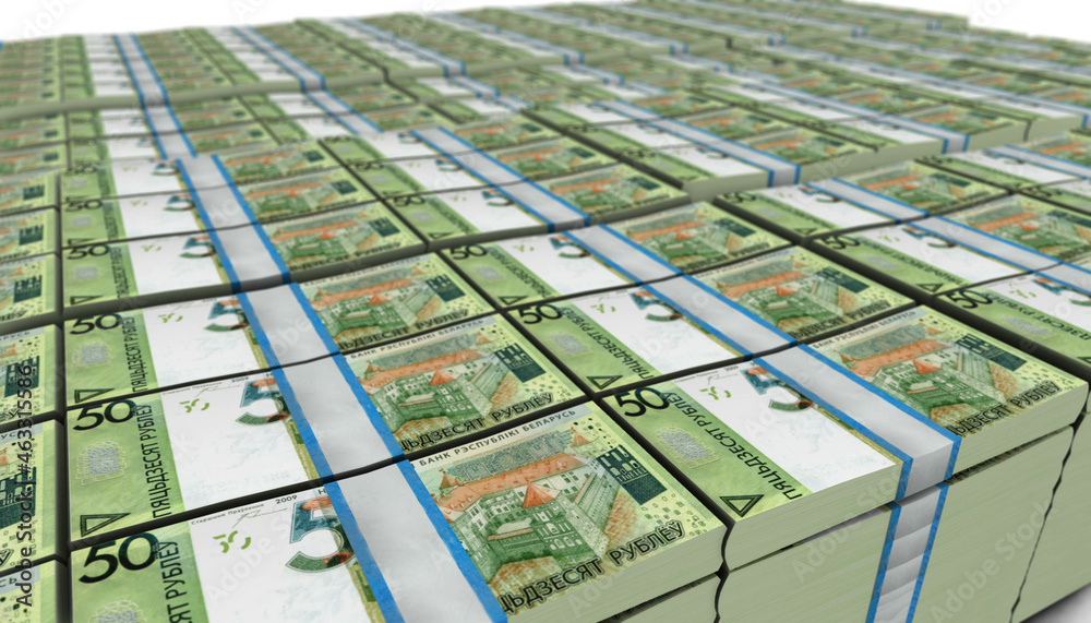 Fototapeta premium 3D Large Stack of Belarus 50 Roubles Banknote