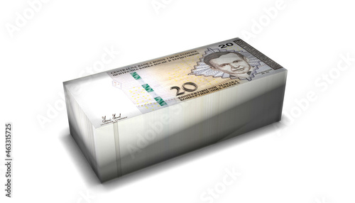 Obraz na płótnie Bosnia 20 Marka Money Stack on White Background