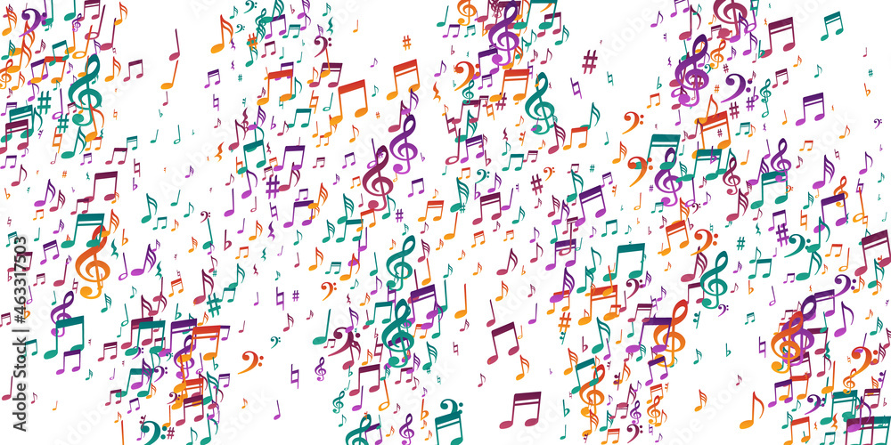 Music notes cartoon vector background. Melody