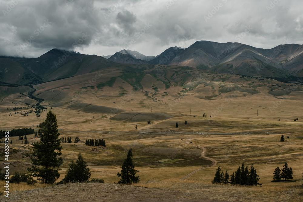 Obraz premium View of the Kurai steppes in the Altai Mountains