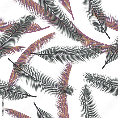 Summer feather fluff vector ornament. Vintage fashion print. Tribal boho feather fluff wrapping paper seamless ornament.