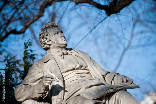 A monument to composer Schubert in a park in Vienna
