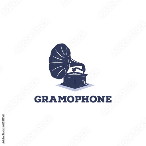 gramophone music box, old music recording on phonograph record