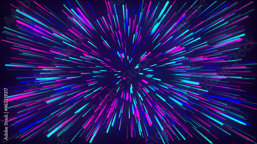 Abstract Colorful neon light hits. abstract background with rays. Starburst colorful particles effect