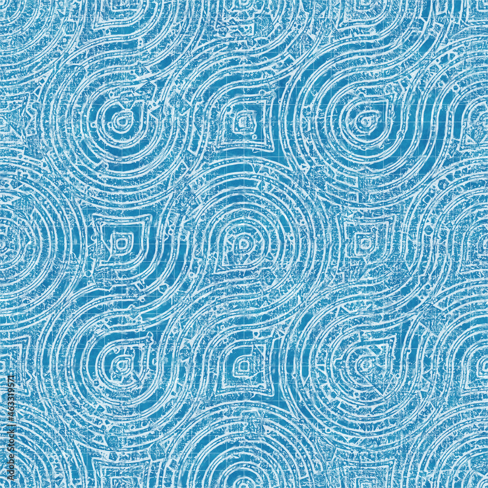 Obraz premium Seamless bright blue blueprint pattern for textile and print. High quality illustration. Technical engineering blue-print draft design. Graphic motif for background, wallpaper, or surface design print