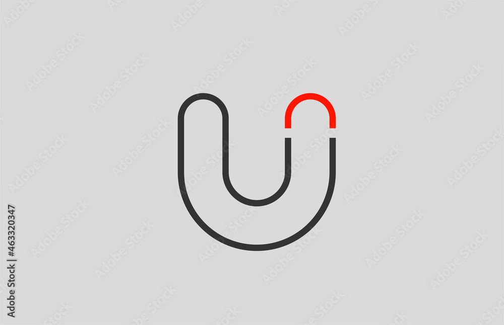 black red grey letter U alphabet logo design icon for company