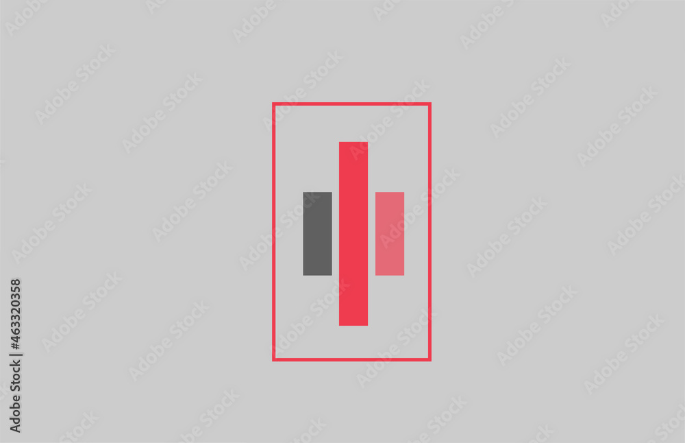 red grey logo i alphabet letter design icon for company