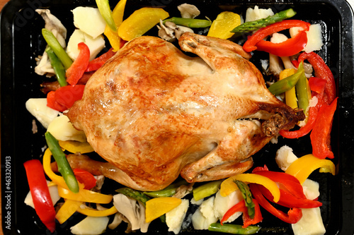 クリスマスパーティ用の手作りローストチキン