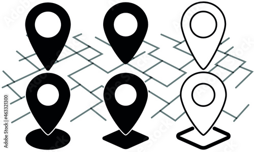 Location pin icon set. Map pin location marker. Location icon. Map Marker Pointer Icon Set. GPS location symbols collection. Fully editable vector 3d illustration.