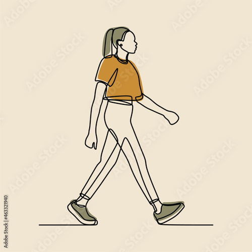 woman walking oneline continuous line art