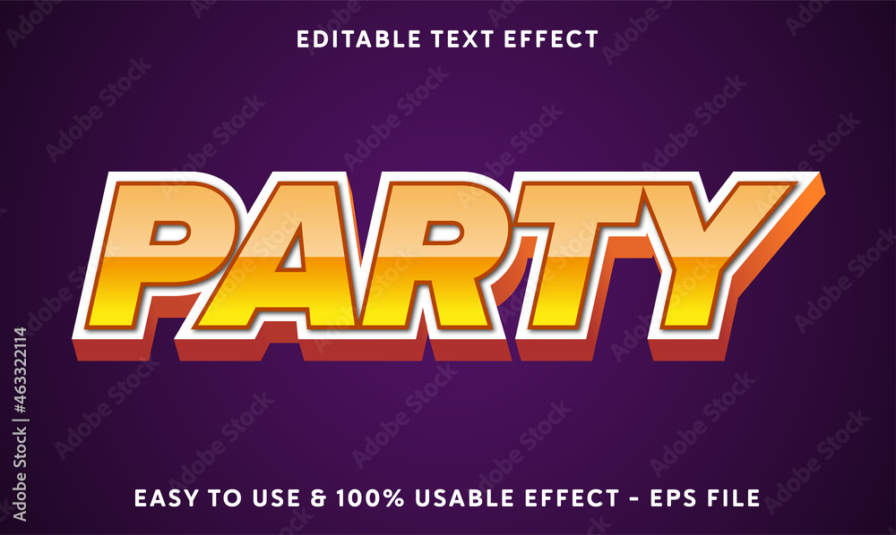 Obraz premium party editable text effect template with abstract style use for business brand and company logo