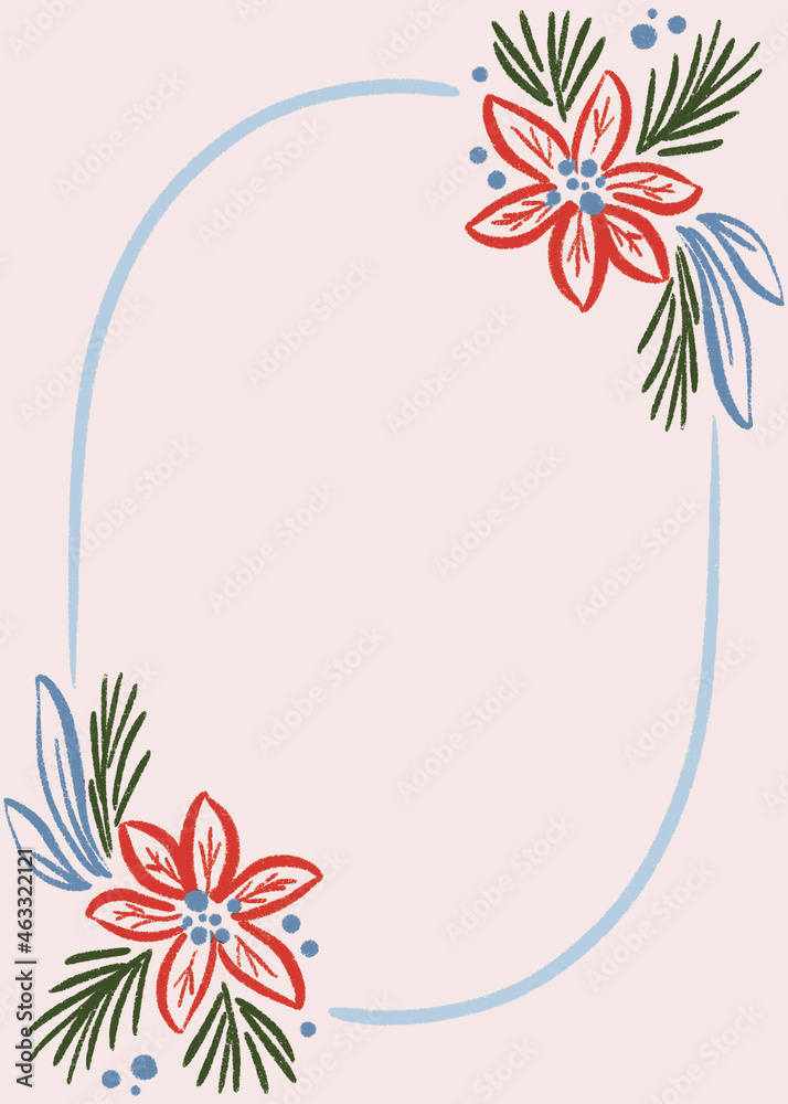 Obraz premium Christmas flower border illustration