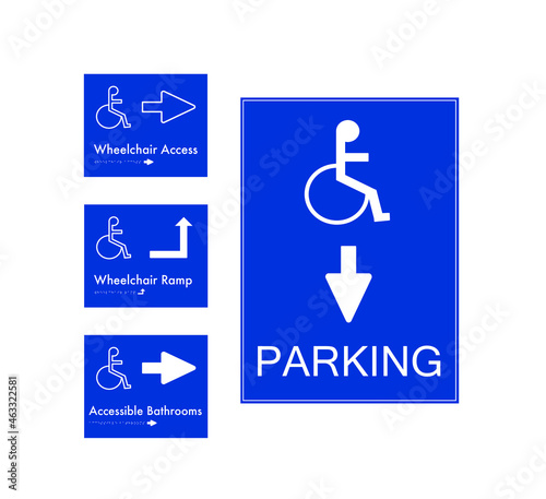 Wheelchair Accessible Building Signs. Braille Signs. Parking.