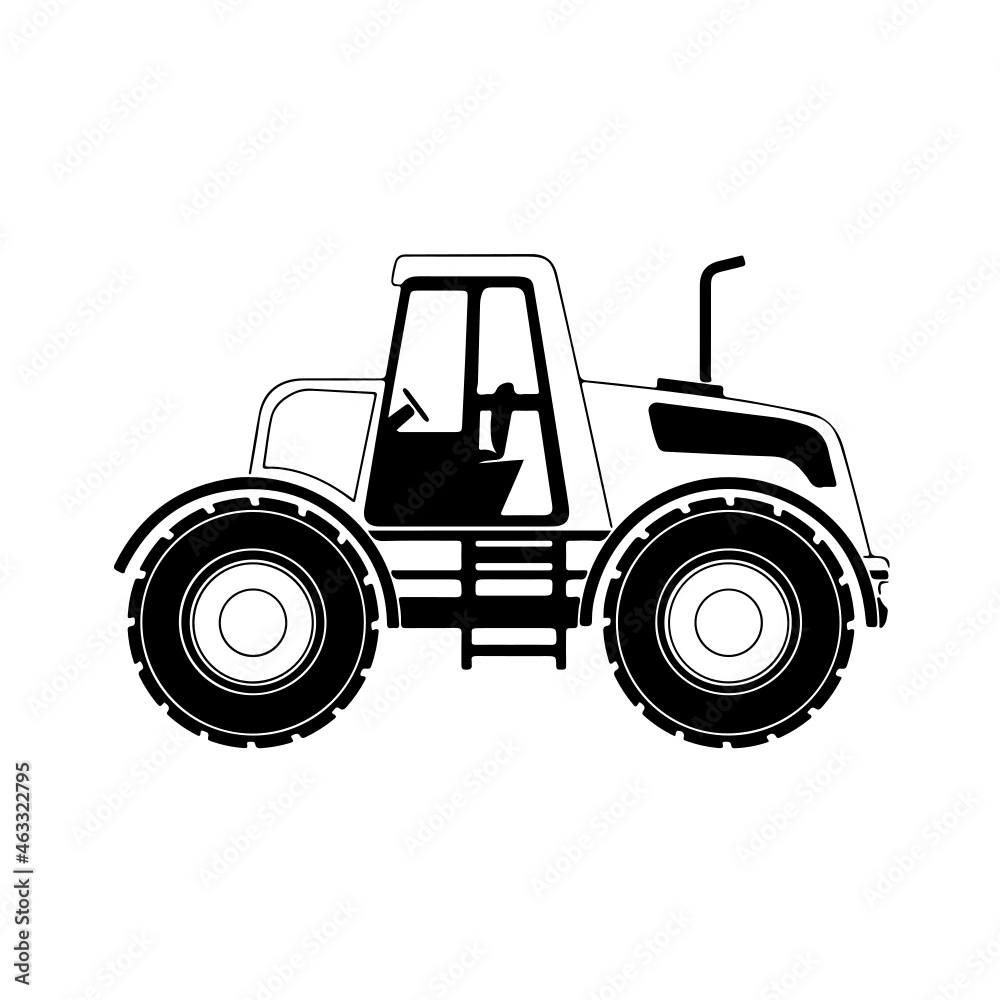 Tractor Farmwork Agriculture Combine Harvester Vehicle Line Art Silhouette Design Element Art SVG EPS Logo PNG Vector Clipart Cutting Cut Cricut