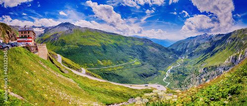 Blick vom Furkapass ins Rhonetal, Wallis, Schweiz photo