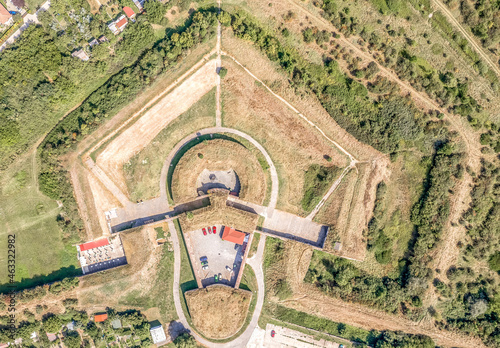 Aerial view of  rebuilt fortifications of the Nador line around the fortress town Komarno in Slovakia photo