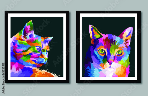 colorful pet pop art portrait in frame isolated decoration poster decoration