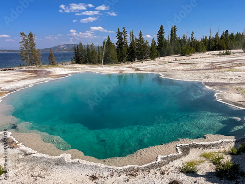 Yellowstone National Park West Thumb Black Pool Hot Spring View