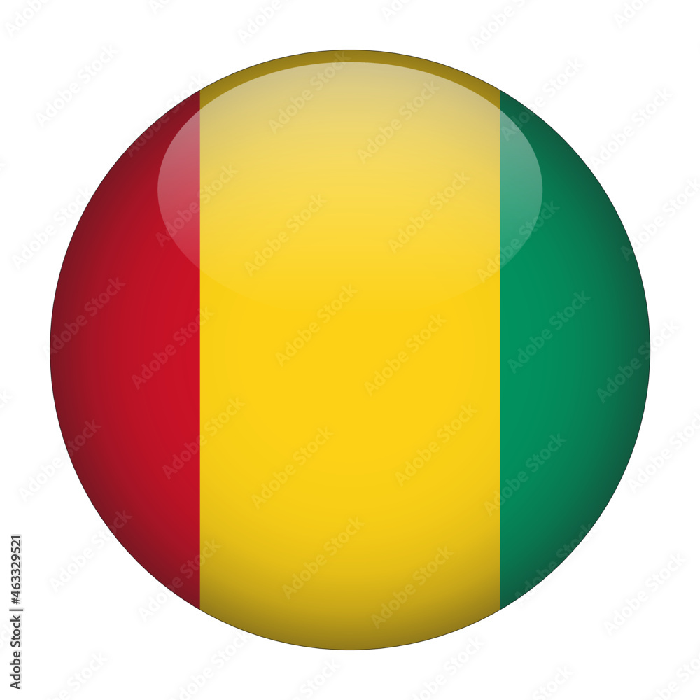Fototapeta premium Guinea 3D Rounded Country Flag button Icon
