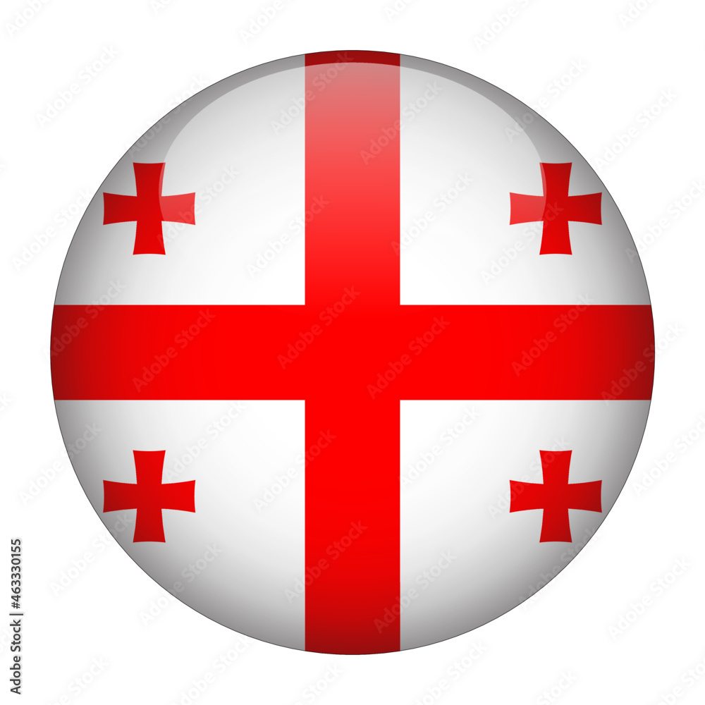 Obraz premium Georgia 3D Rounded Country Flag button Icon