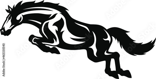 Silhouette of Jumping Horse with all Legs Tucked Up