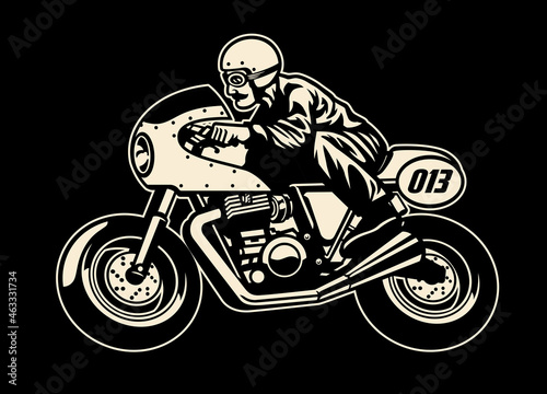 Man riding Vinatage racing Motorcycle